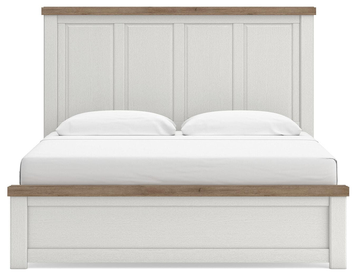 Savonport King Panel Bed in White/Brown, front view