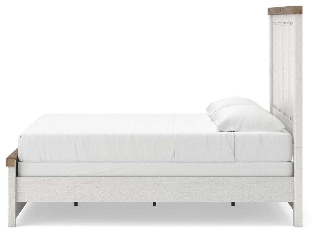Savonport King Panel Bed in White/Brown, alternate side view
