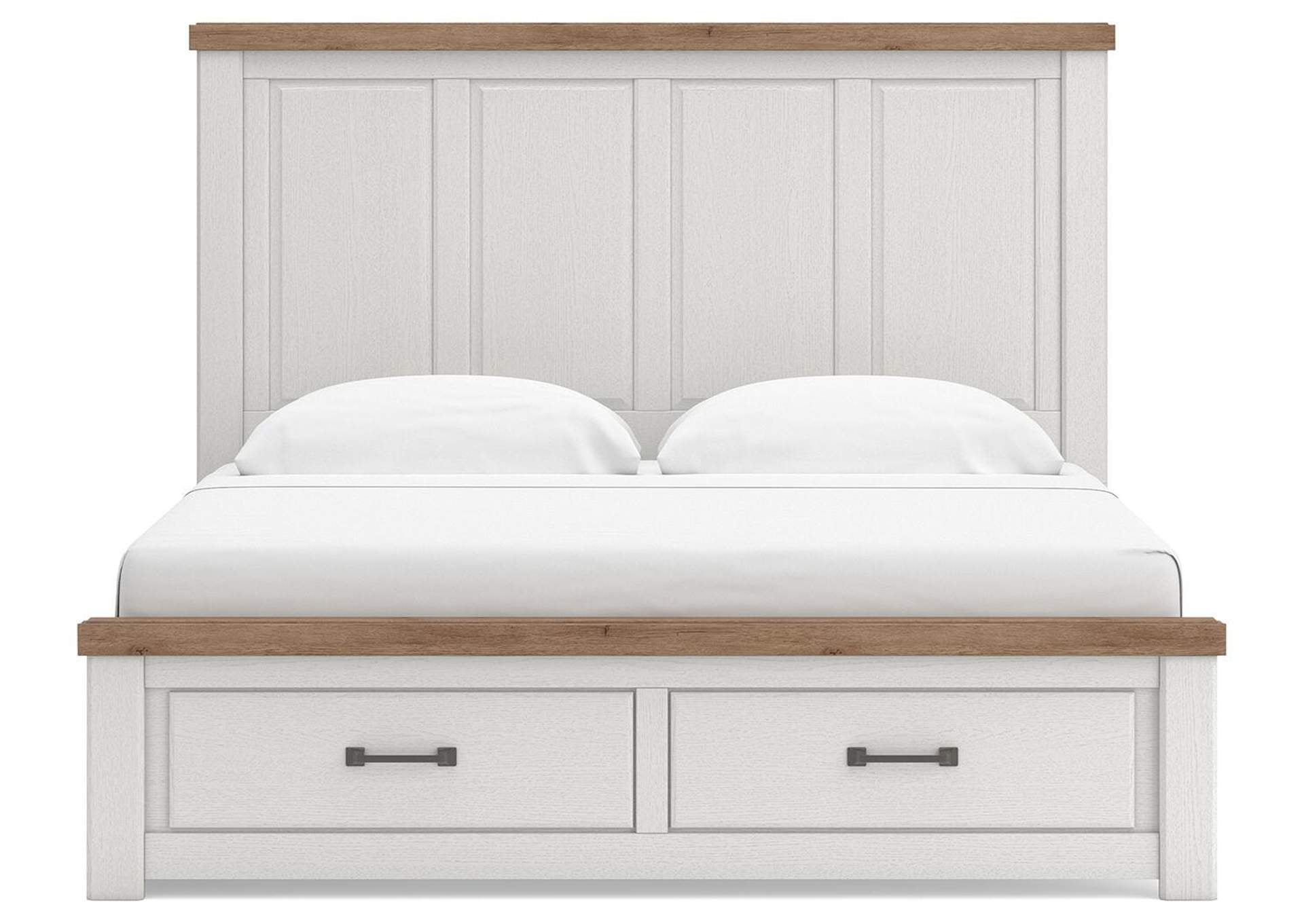 Savonport King Panel Storage Bed. Dresser, Mirror and Nightstand front view
