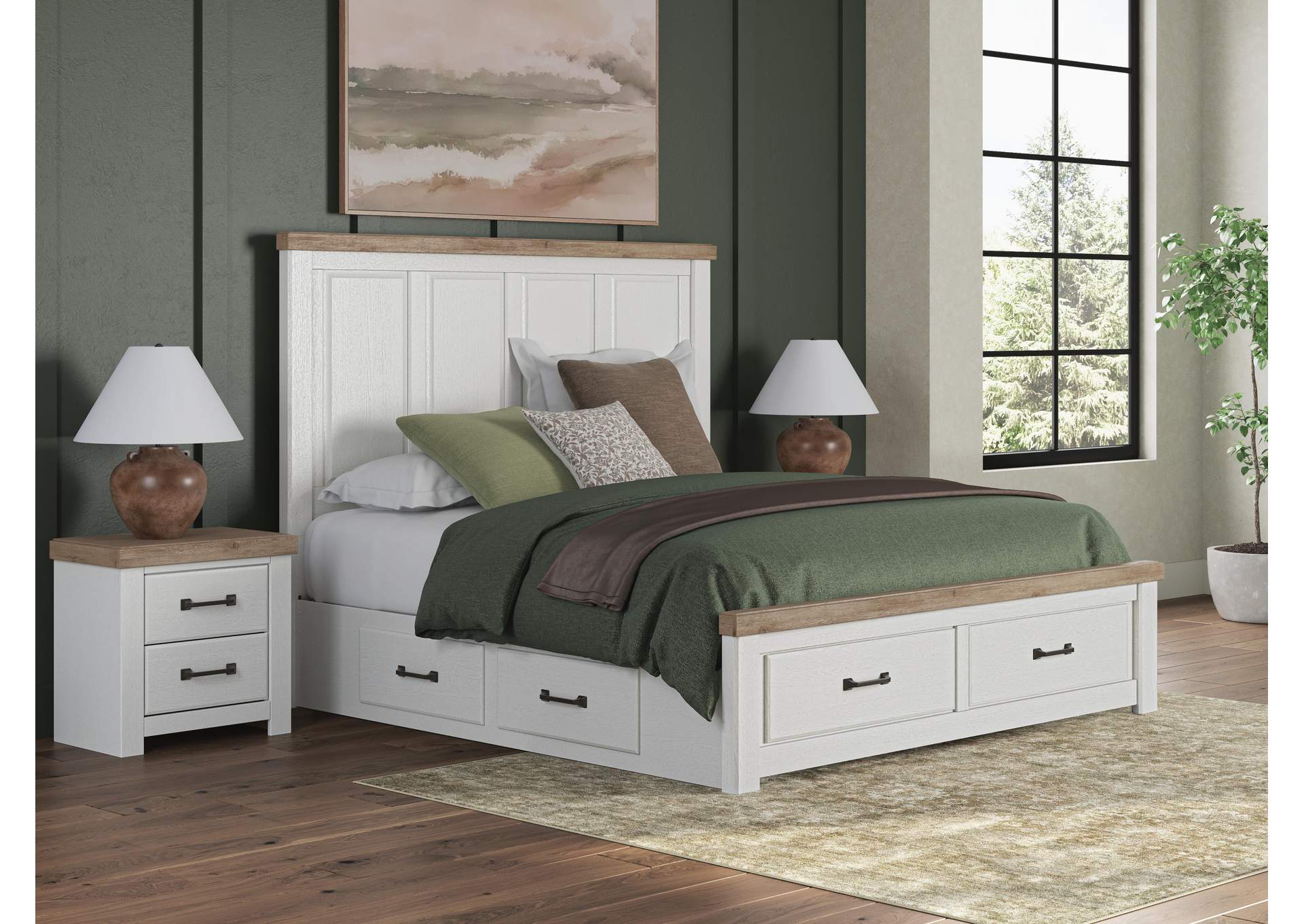 Savonport King Panel Storage Bed, Dresser, Mirror and Chest