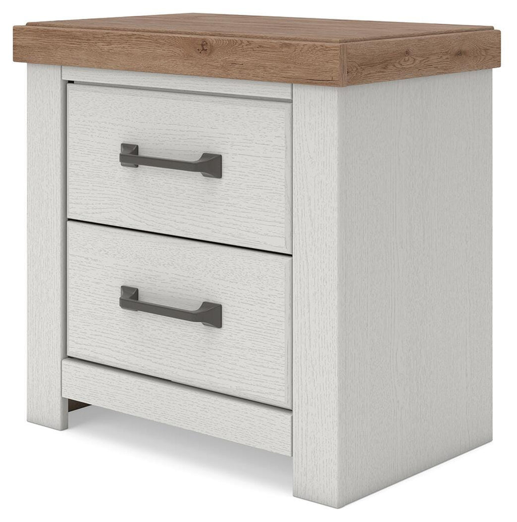 Savonport Nightstand in White/Brown, angle view