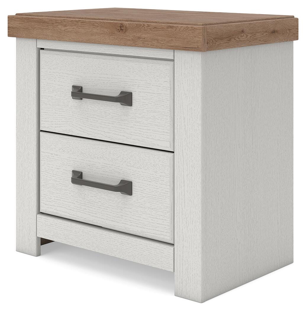 Savonport Nightstand in White/Brown, angle view