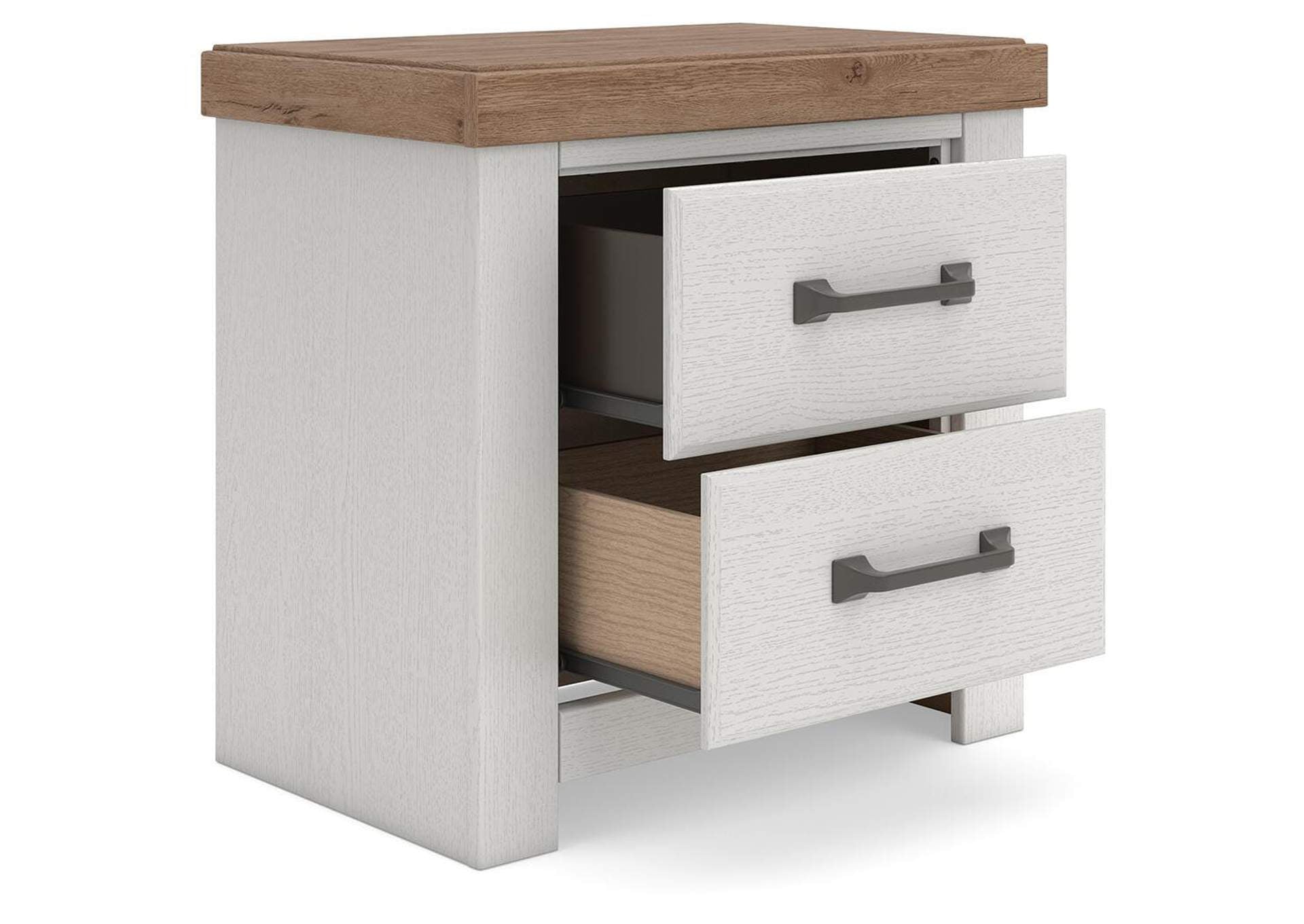 Savonport King Panel Storage Bed. Dresser, Mirror and Nightstand angled view