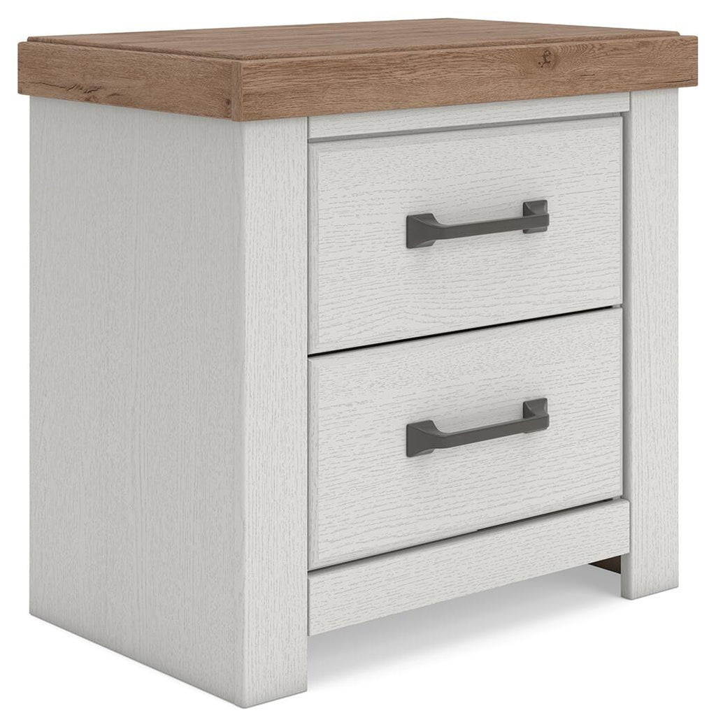 Savonport Nightstand in White/Brown, angle view