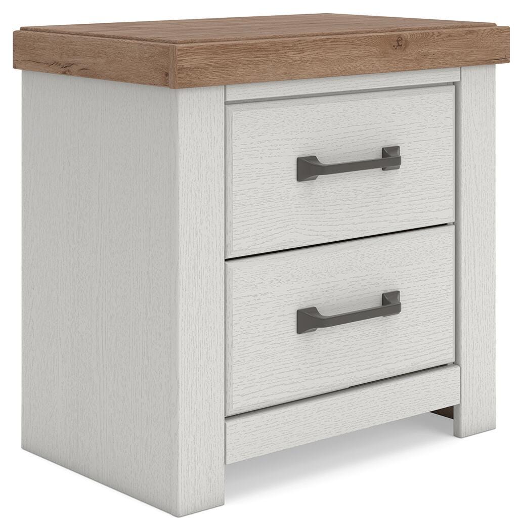 Savonport Nightstand in White/Brown, angle view