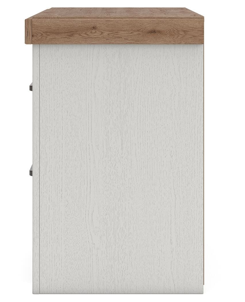 Savonport Nightstand in White/Brown, alternate side view