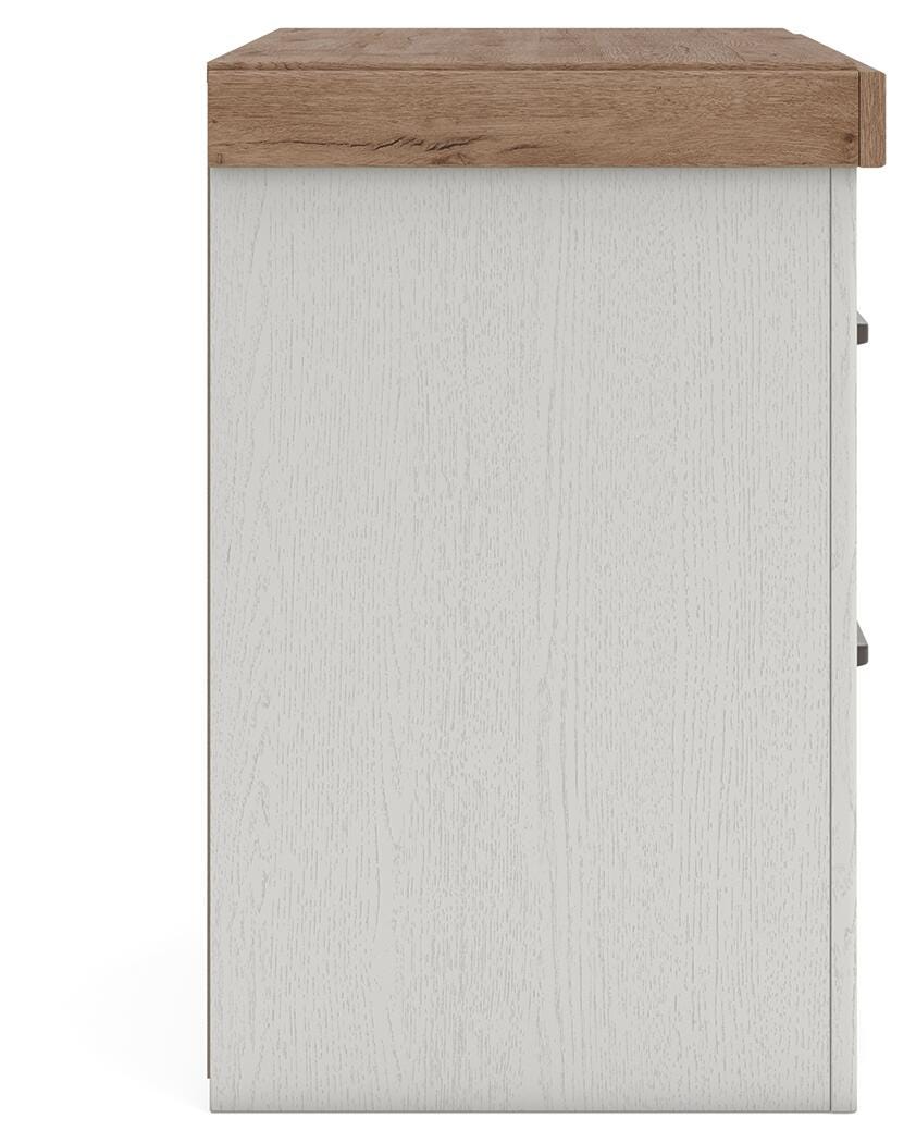 Savonport Nightstand in White/Brown, side view