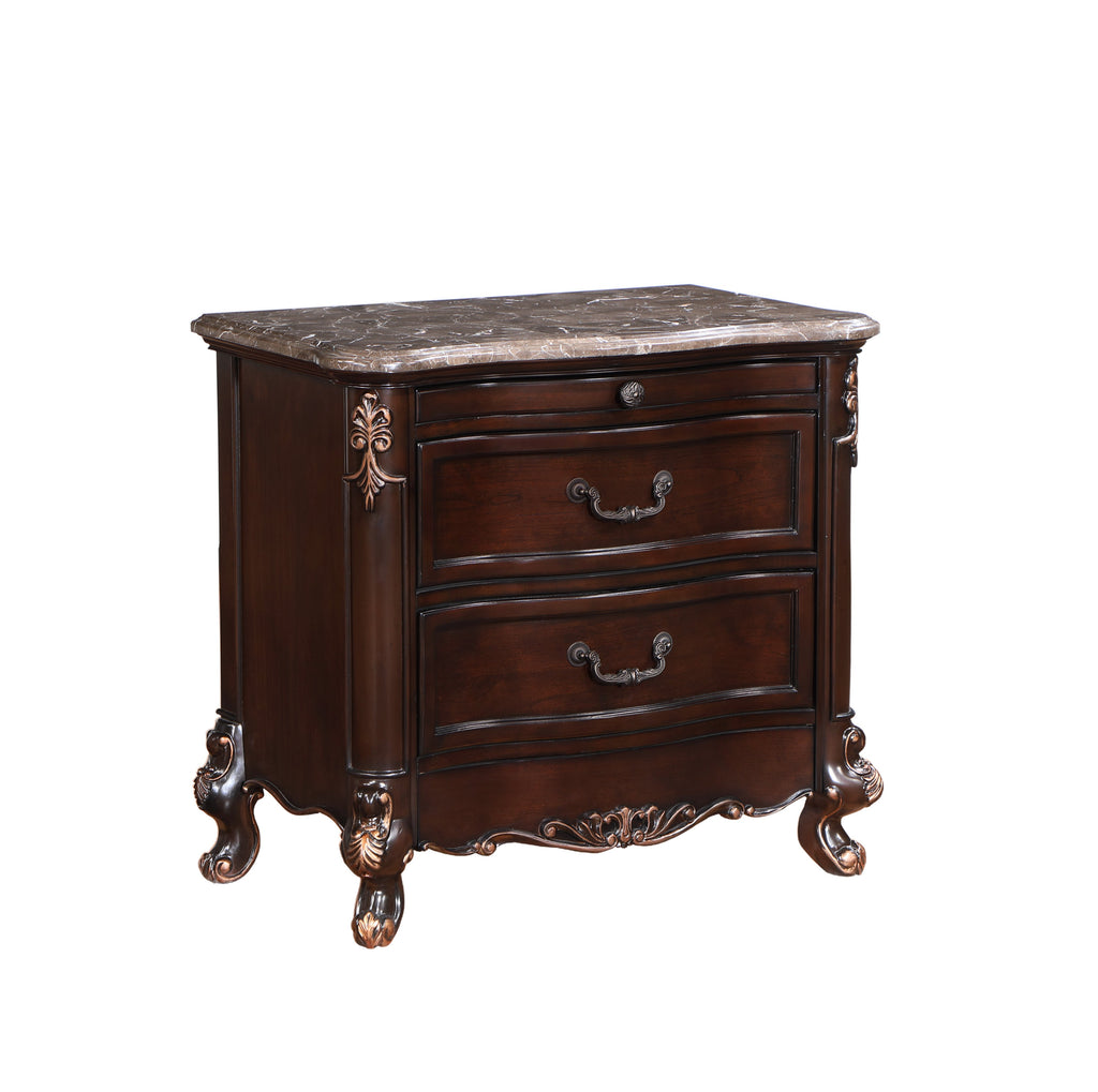 Constantine Nightstand w/Marble Top-Cherry