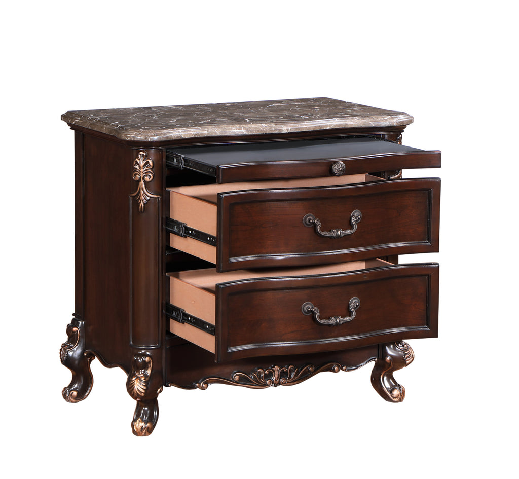 Constantine Nightstand w/Marble Top-Cherry