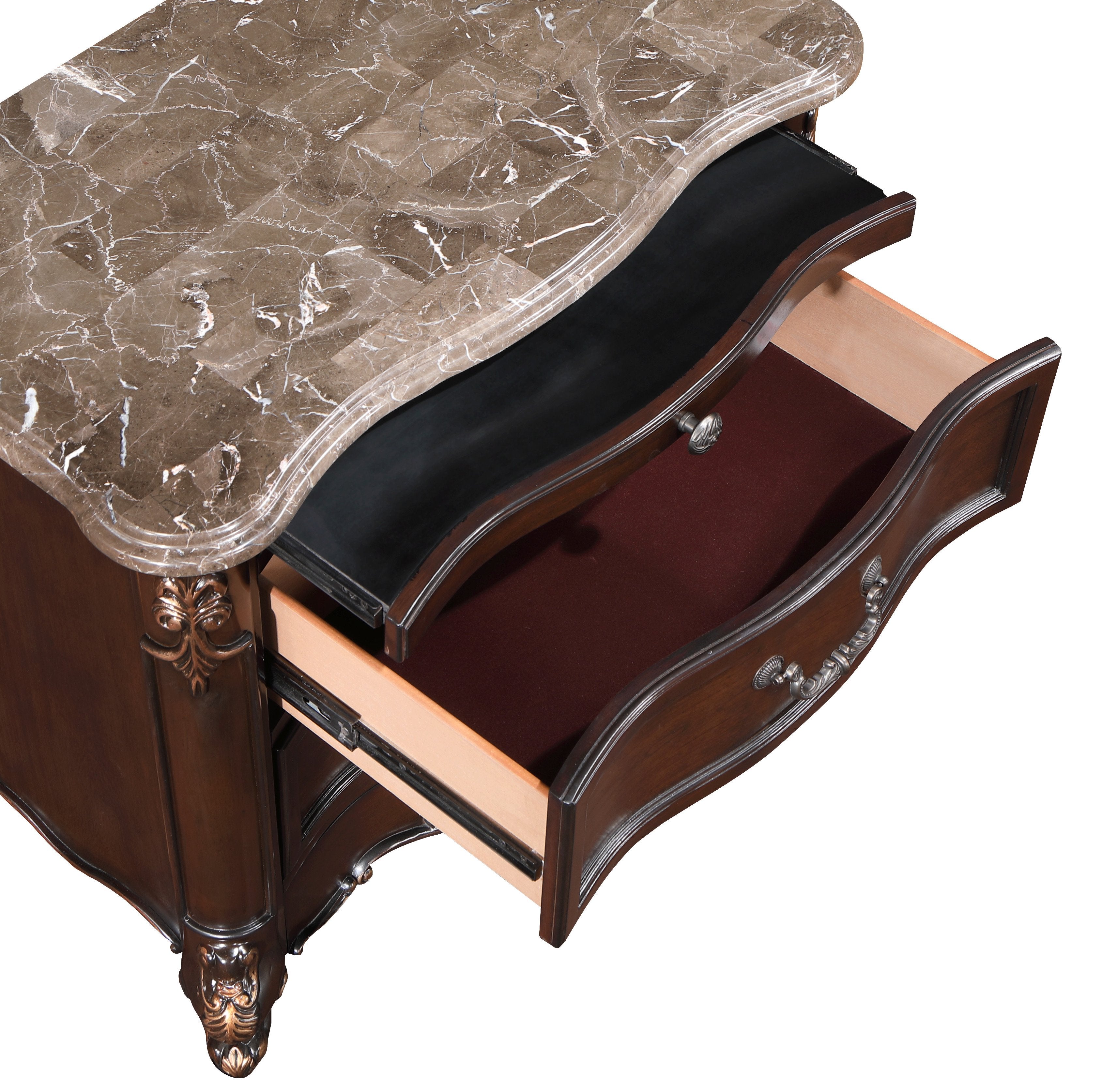 Constantine Nightstand w/Marble Top-Cherry