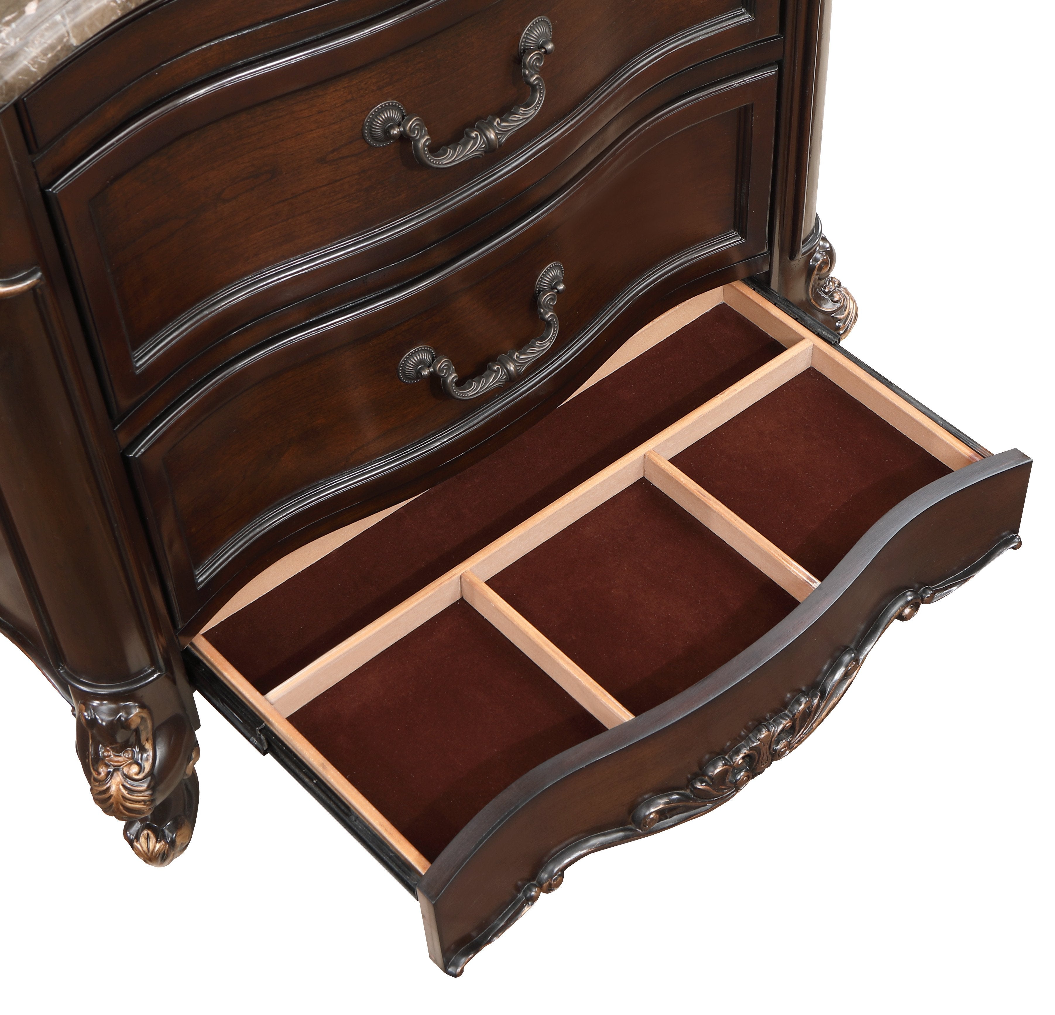 Constantine Nightstand w/Marble Top-Cherry