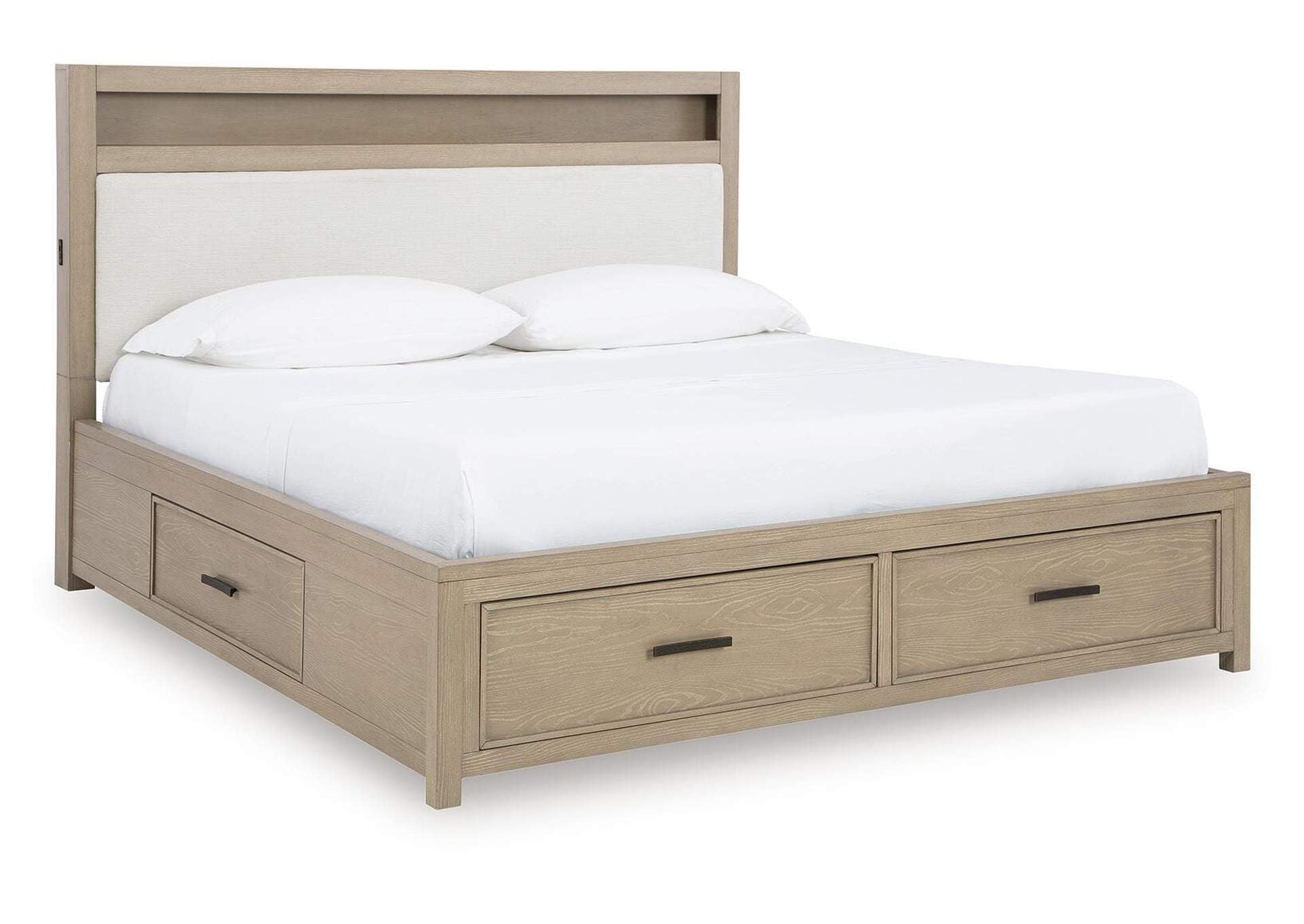 Calmoro Queen Bookcase Bed with Dresser angled view