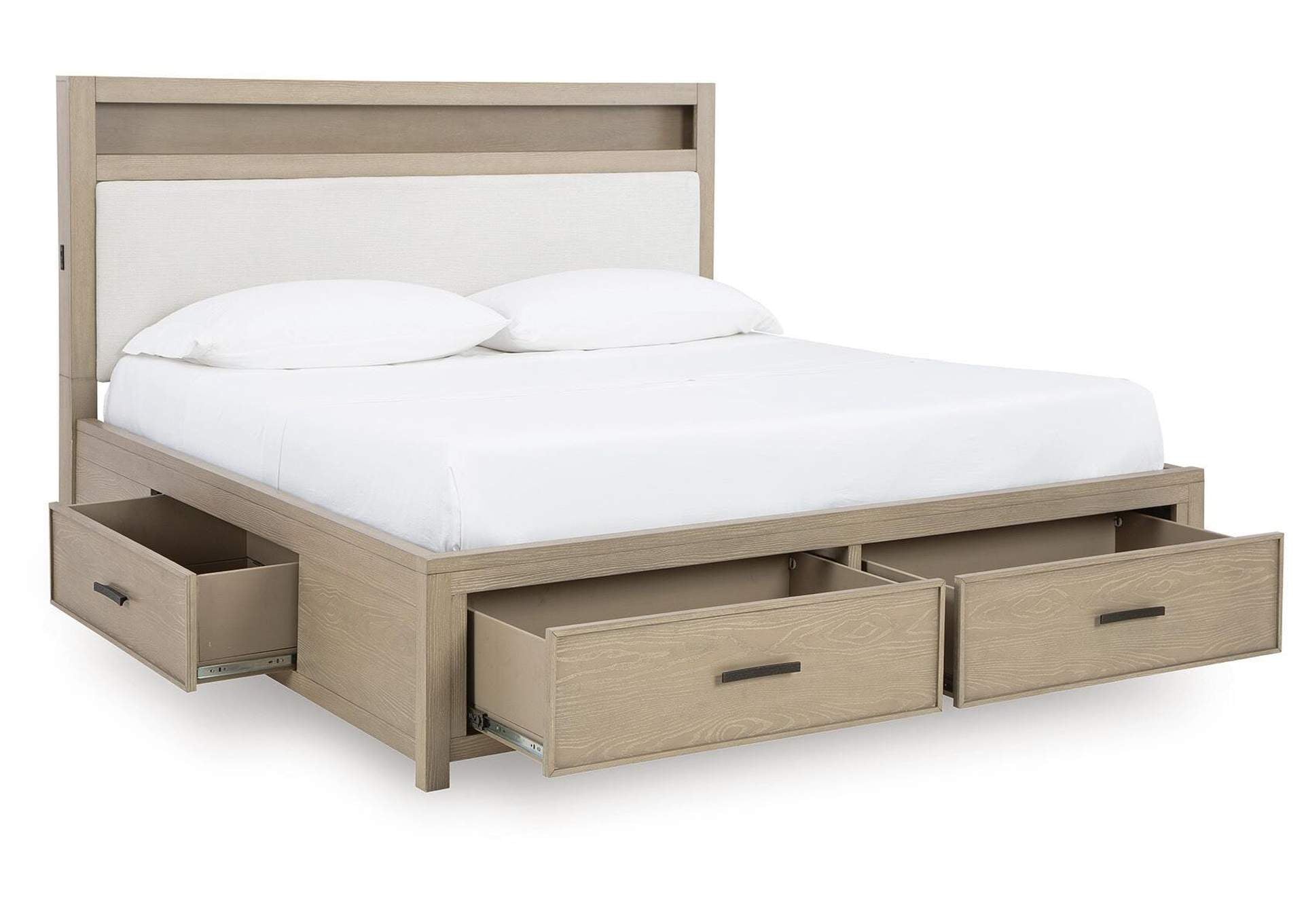 Calmoro King Bookcase Bed with Dresser angled view