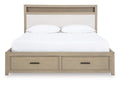 Calmoro King Bookcase Bed with Mirrored Dresser