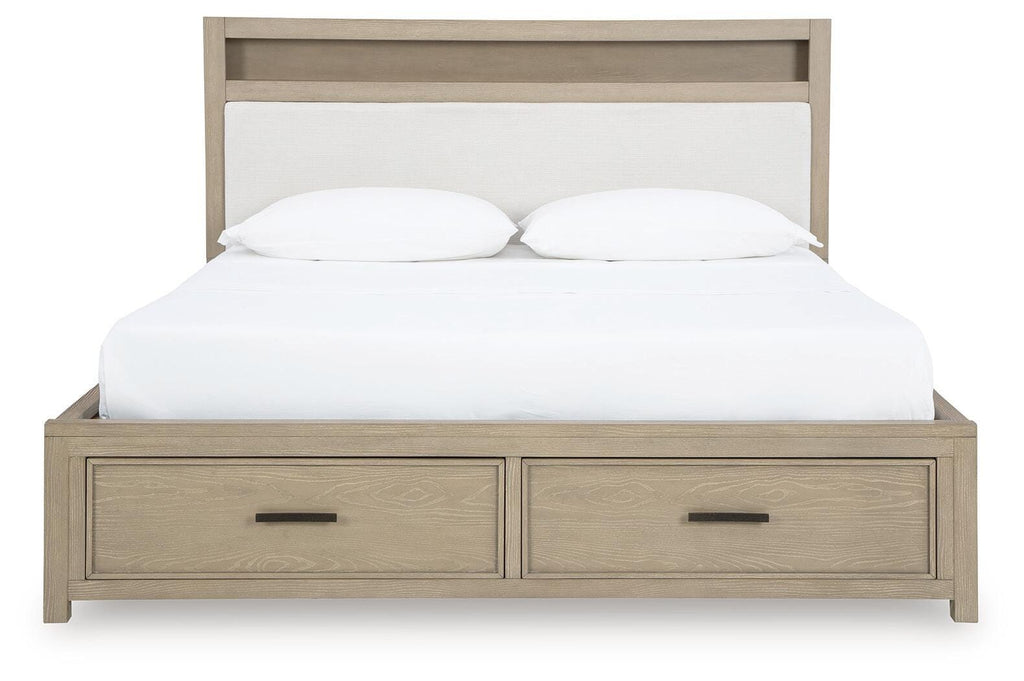 Calmoro Queen Bookcase Bed in Gray, front view