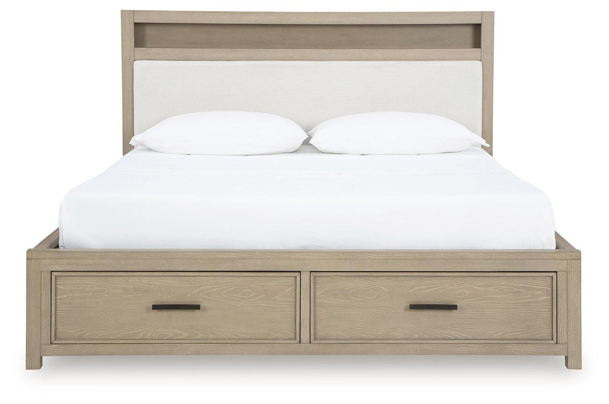 Calmoro Queen Bookcase Bed in Gray, front view