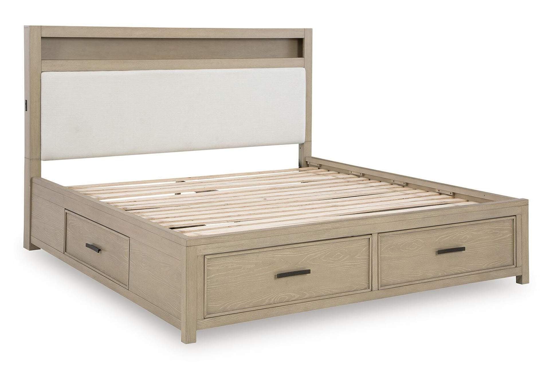 Calmoro King Bookcase Bed with Dresser angled view