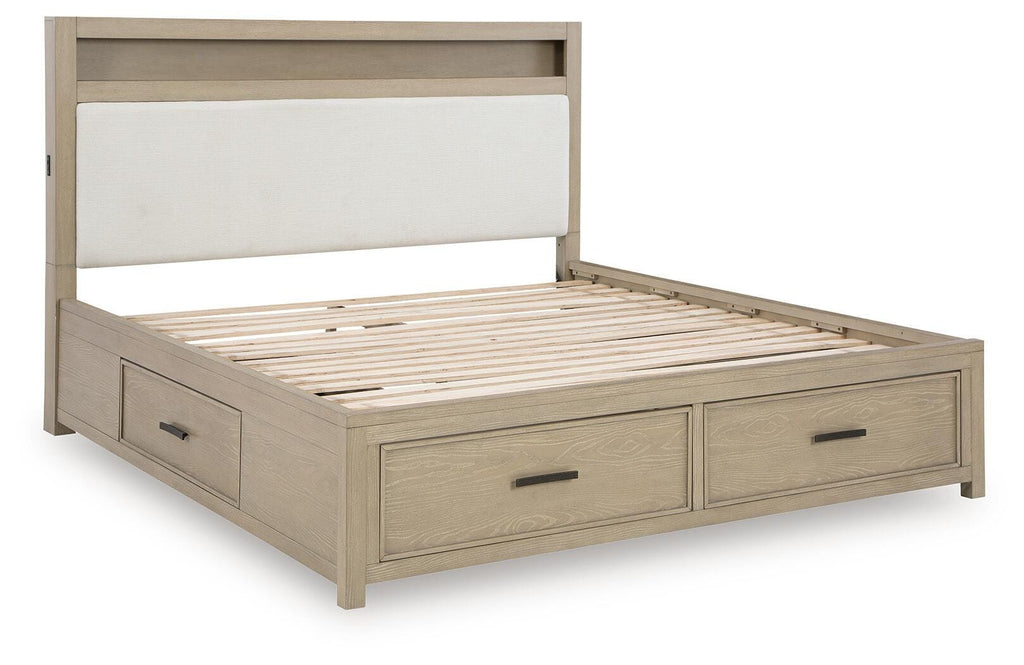 Calmoro Queen Bookcase Bed in Gray, angle view