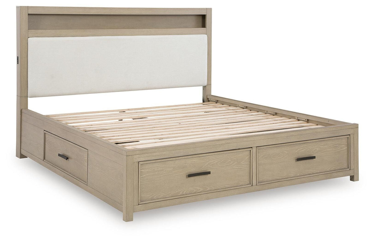 Calmoro Queen Bookcase Bed in Gray, angle view