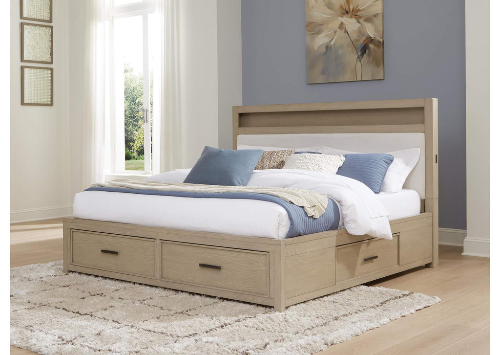 Calmoro Queen Bookcase Bed with Dresser and Nightstand