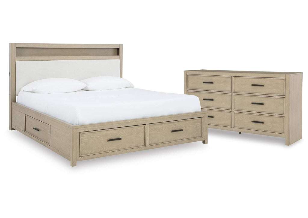 Calmoro California King Bookcase Bed with Dresser