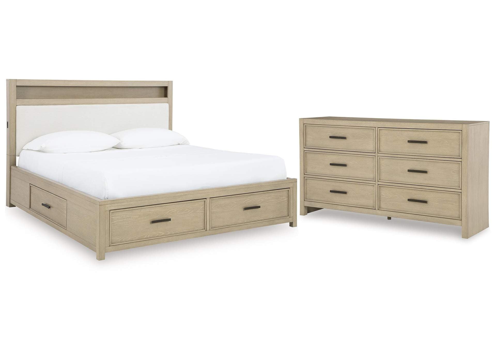 Calmoro Queen Bookcase Bed with Dresser