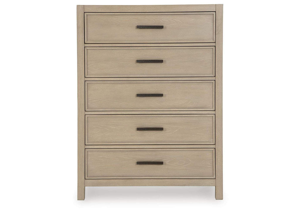 Calmoro California King Bookcase Bed with Mirrored Dresser, Chest and 2 Nightstands front view