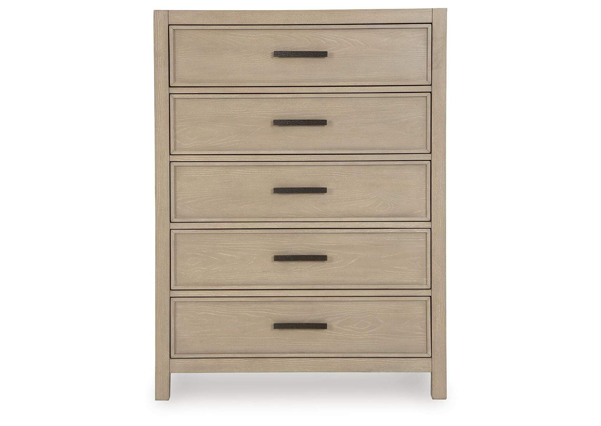 Calmoro California King Bookcase Bed with Mirrored Dresser, Chest and 2 Nightstands front view