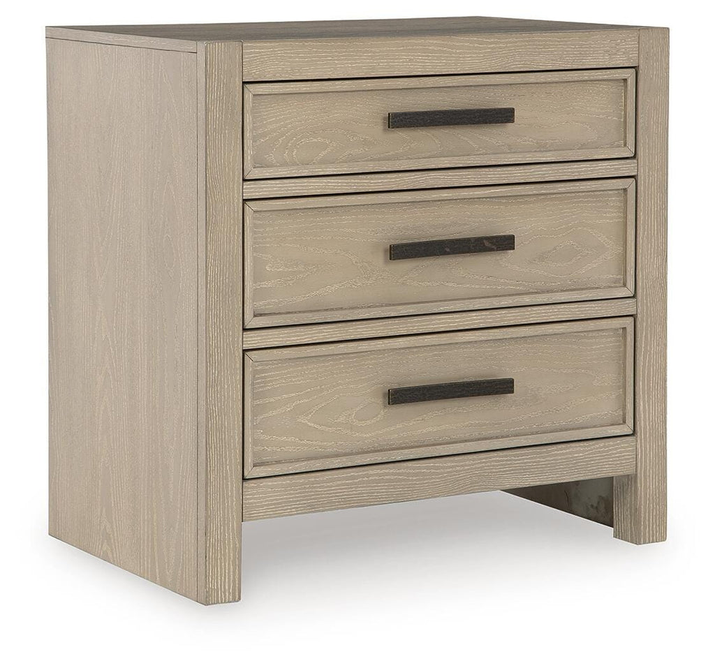 Calmoro Nightstand in Gray, closed view