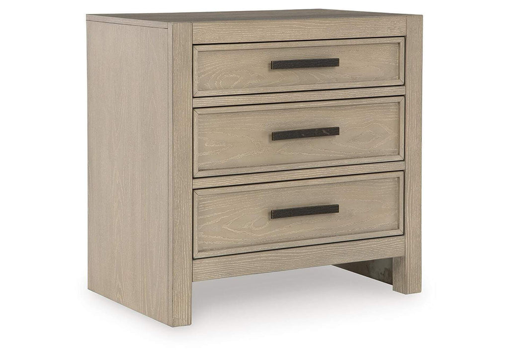 Calmoro Queen Bookcase Bed with Mirrored Dresser and Nightstand angled view