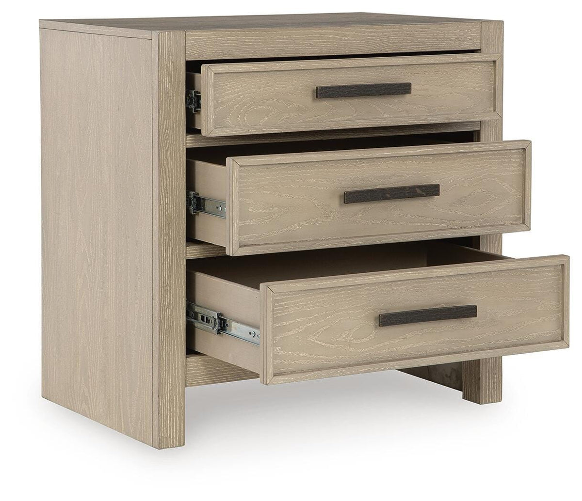 Calmoro Nightstand in Gray, open view