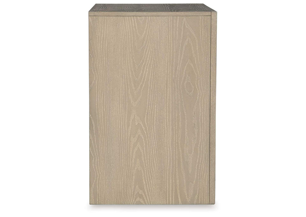 Calmoro King Bookcase Bed with Mirrored Dresser and Nightstand side view