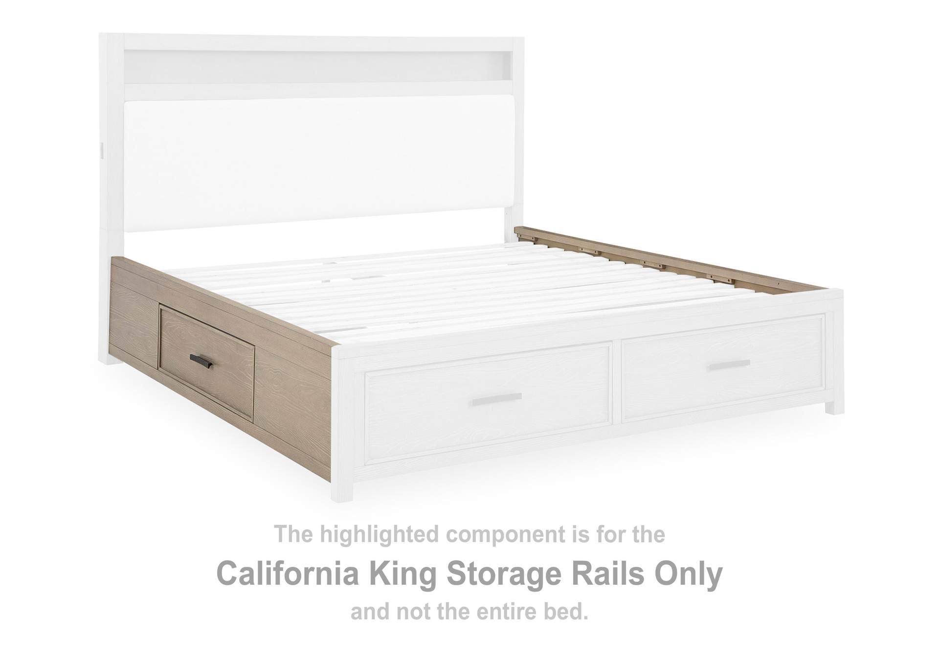 Calmoro California King Bookcase Bed with Mirrored Dresser