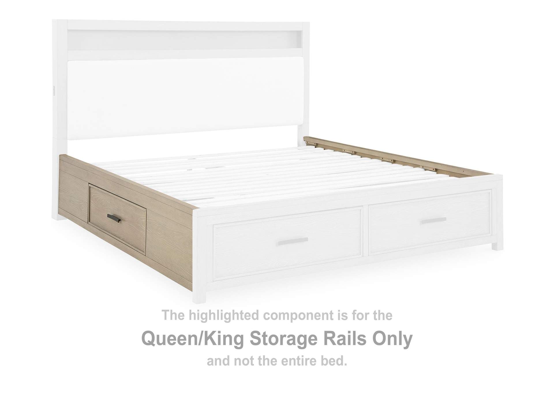 Calmoro Queen Bookcase Bed with Mirrored Dresser