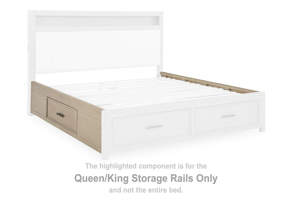 Calmoro King Bookcase Bed with Mirrored Dresser