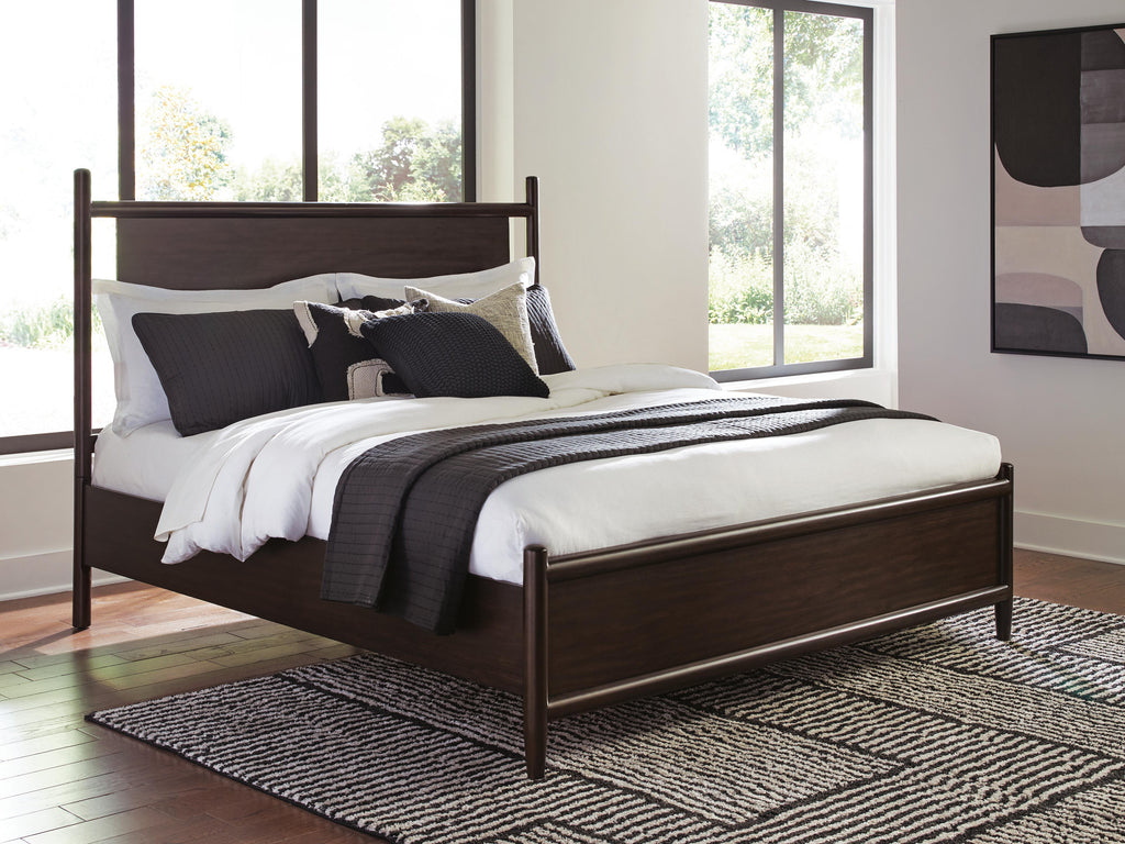 Dantenton King Panel Bed in Merlot, lifestyle view