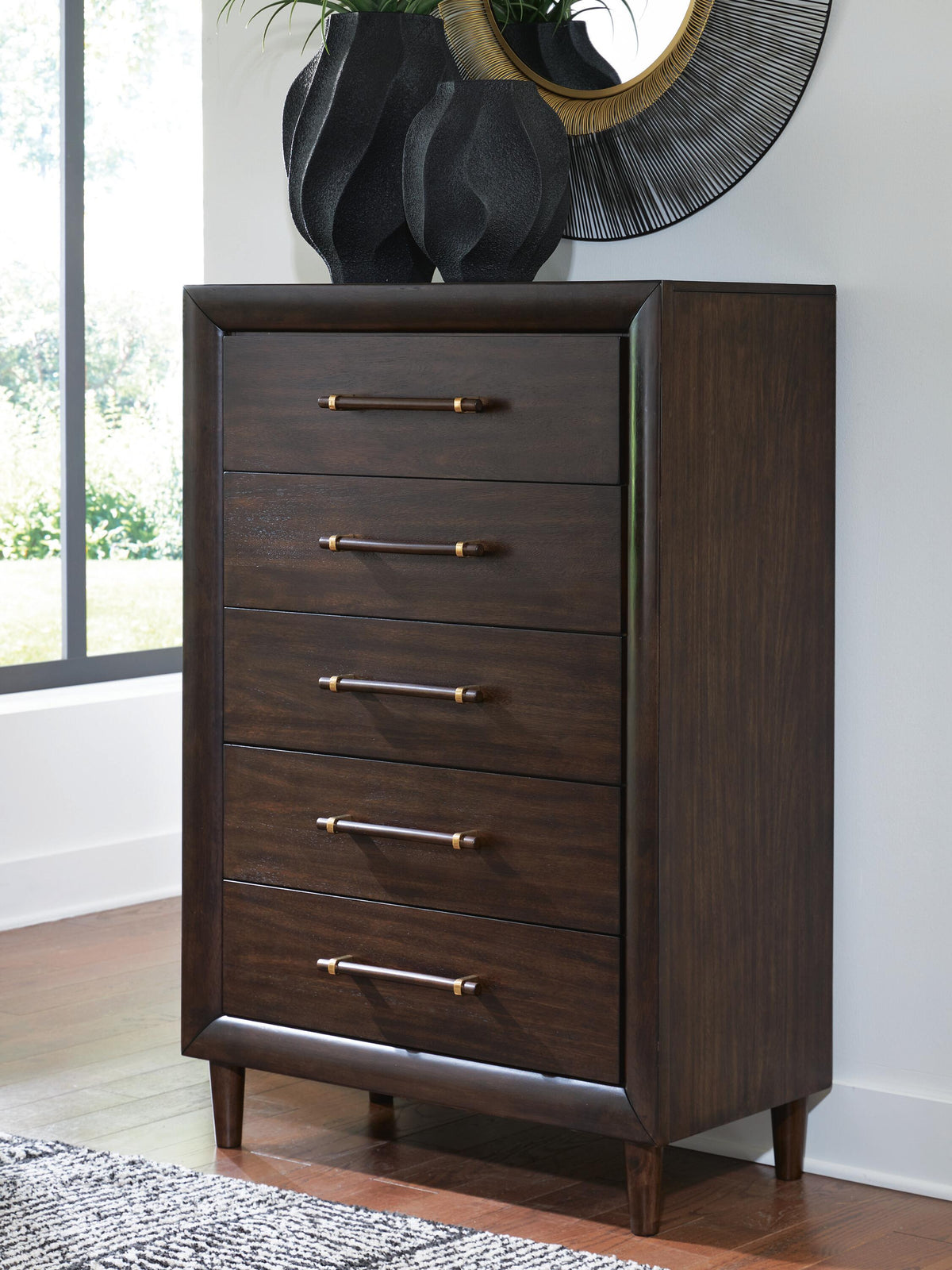 Dantenton Chest of Drawers in Merlot, lifestyle view