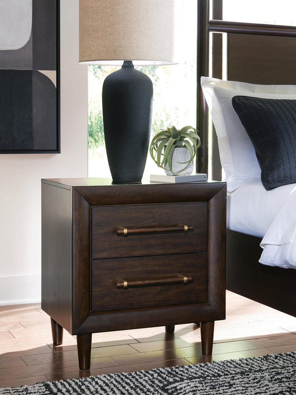 Dantenton Nightstand in Merlot, lifestyle view