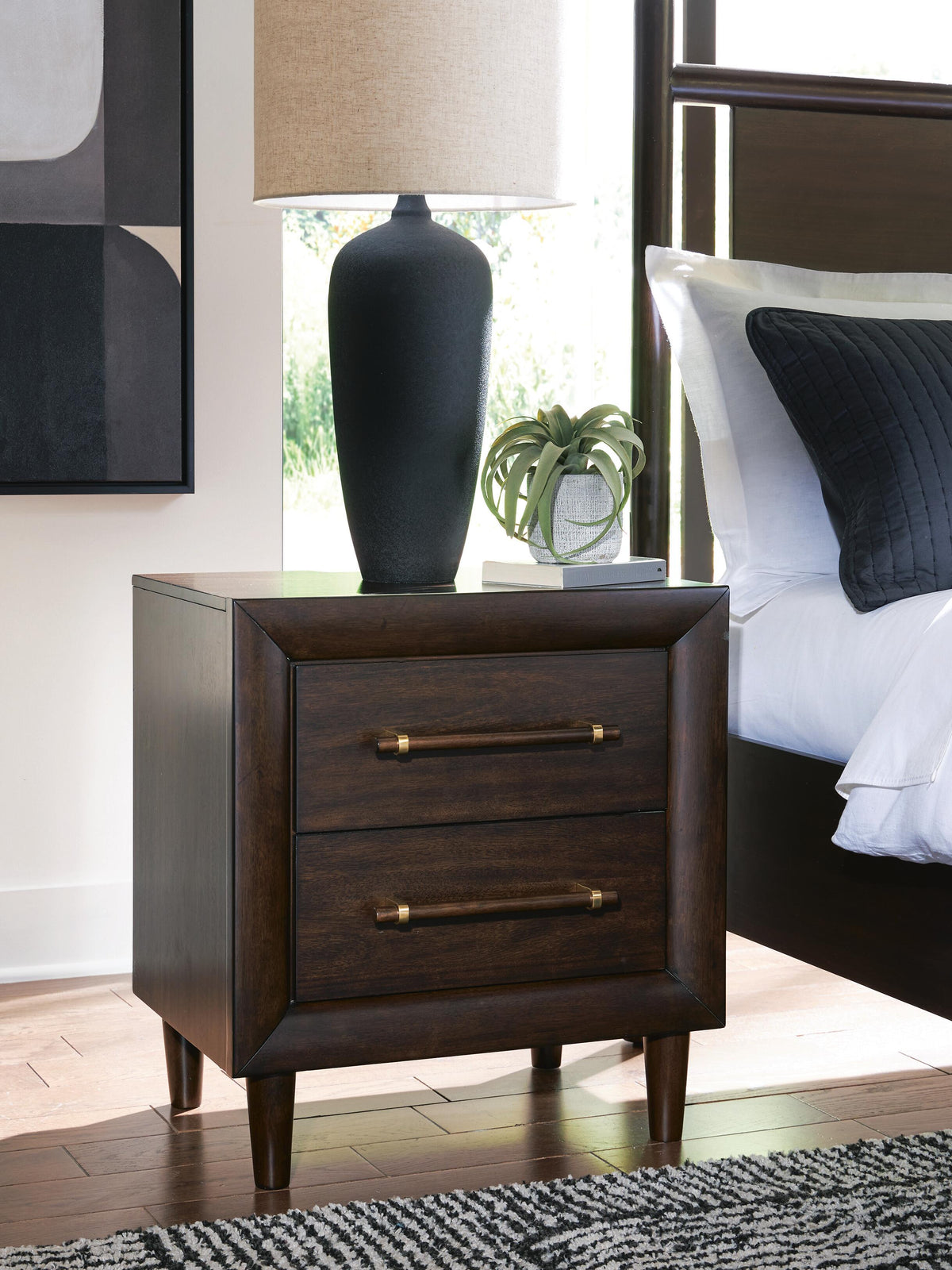 Dantenton Nightstand in Merlot, lifestyle view