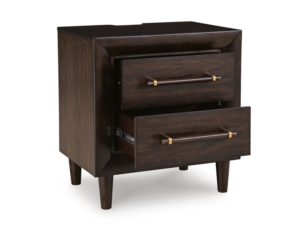 Dantenton Nightstand in Merlot, open view