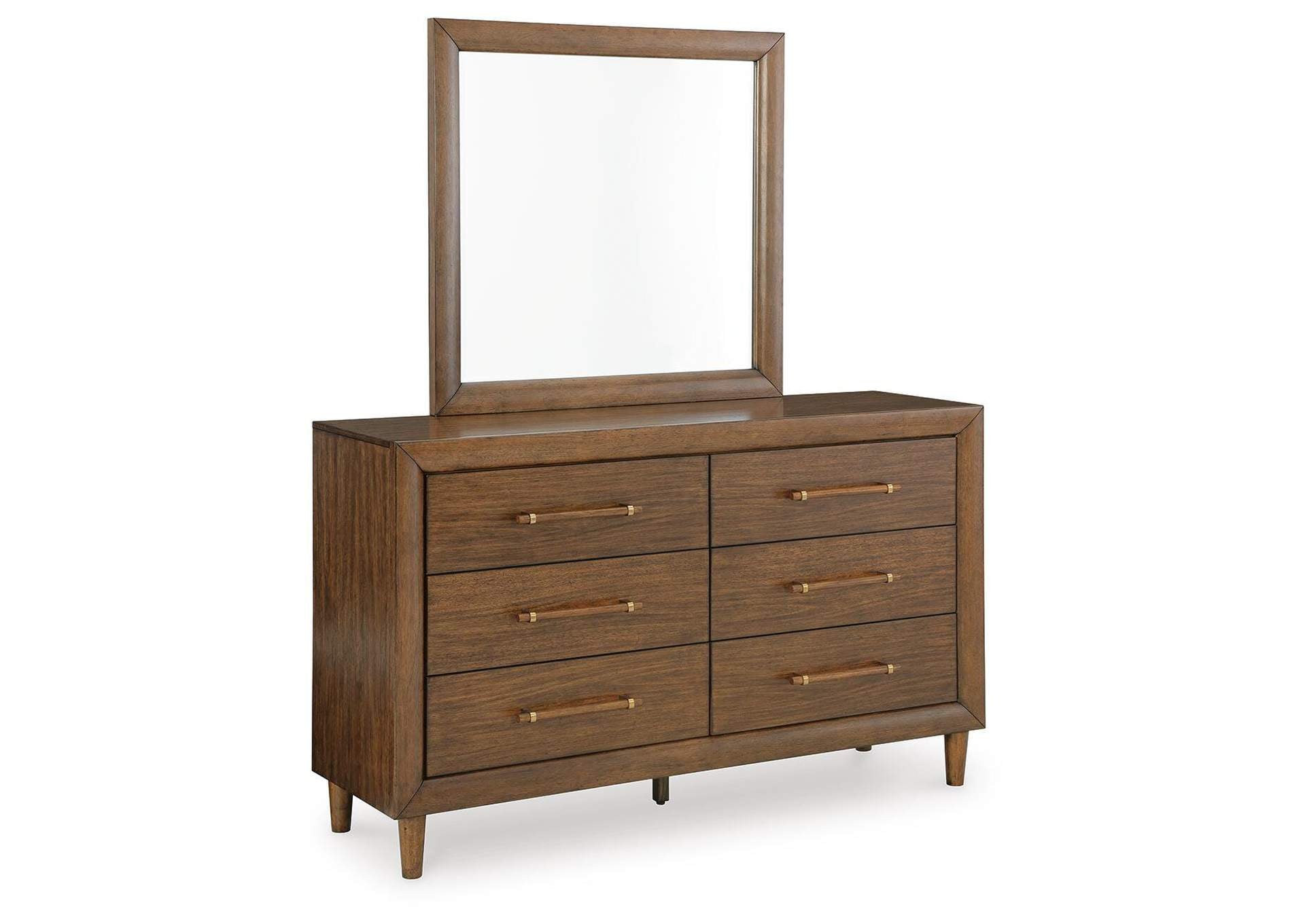 Lyncott California King Upholstered Bed, Dresser, Mirror and 2 Nightstands angled view