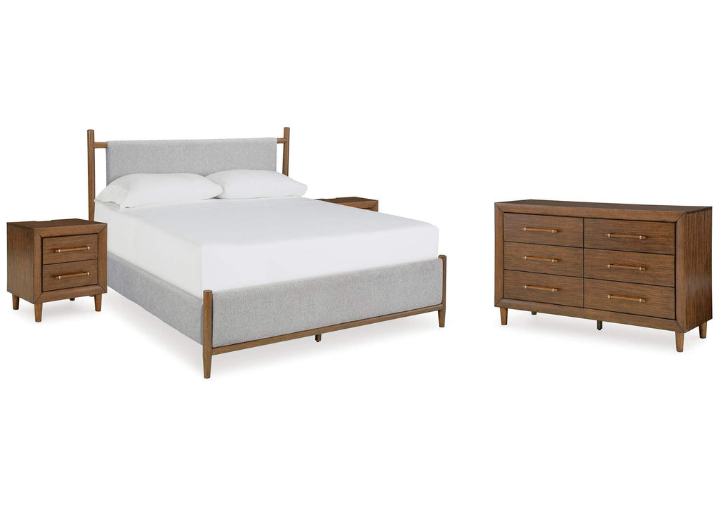 Lyncott Queen Upholstered Bed with Dresser and 2 Nightstands