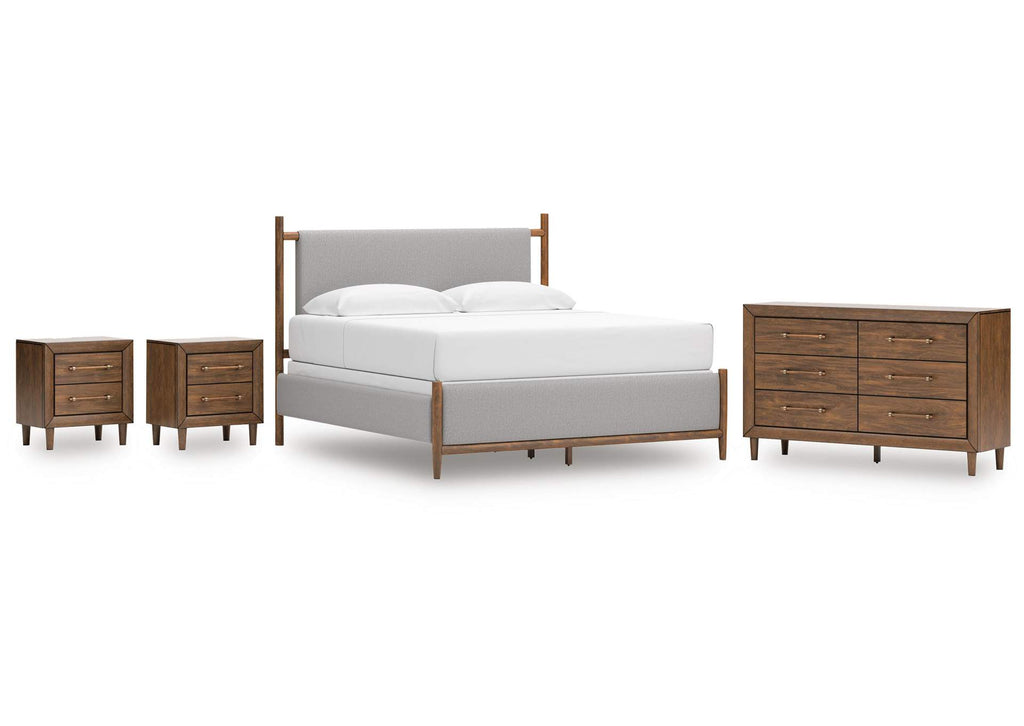 Lyncott King Upholstered Bed, Dresser and 2 Nightstands