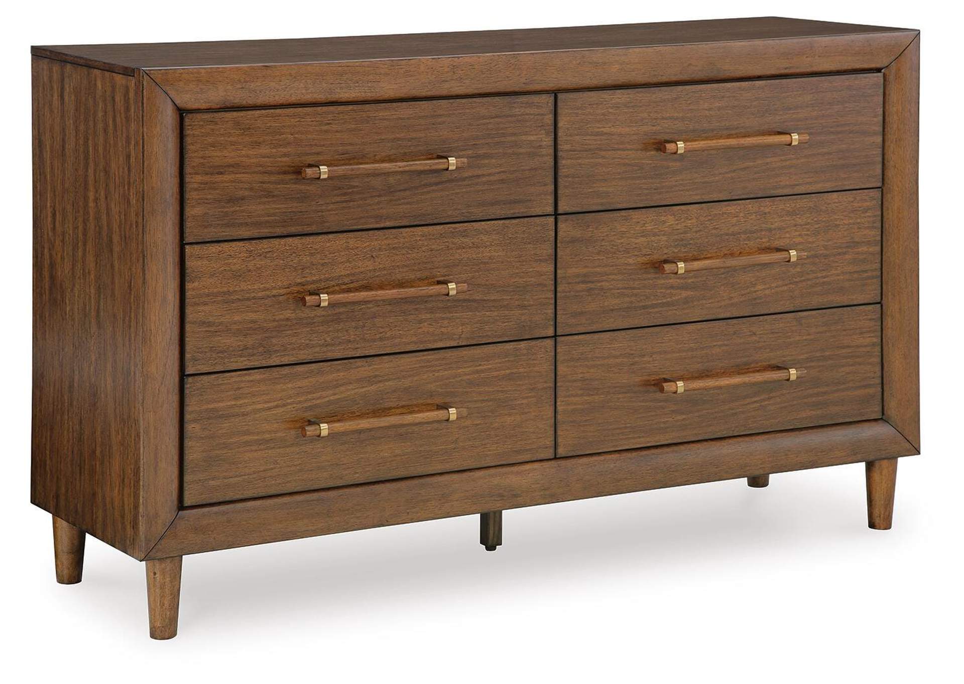 Lyncott California King Upholstered Bed, Dresser and 2 Nightstands angled view