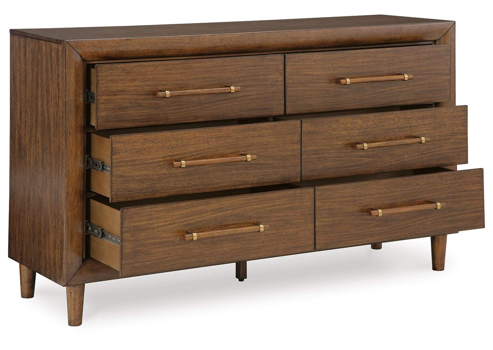 Lyncott California King Upholstered Bed with Dresser angled view