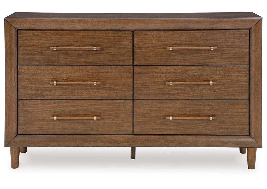 Lyncott Queen Upholstered Bed with Dresser and 2 Nightstands front view