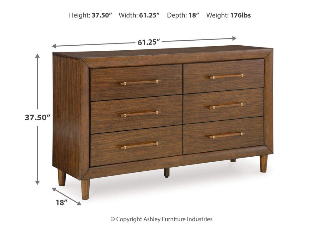 Lyncott King Upholstered Bed, Dresser and 2 Nightstands dimensions