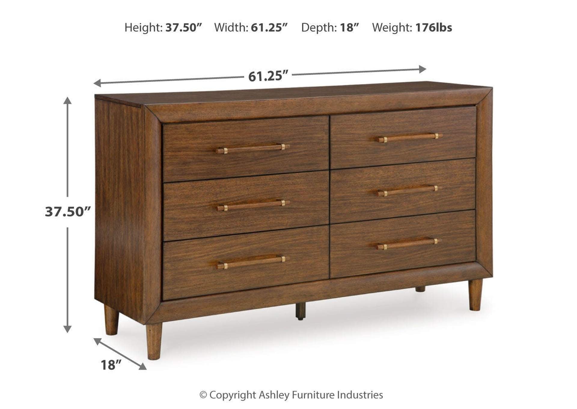 Lyncott King Upholstered Bed, Dresser and 2 Nightstands dimensions