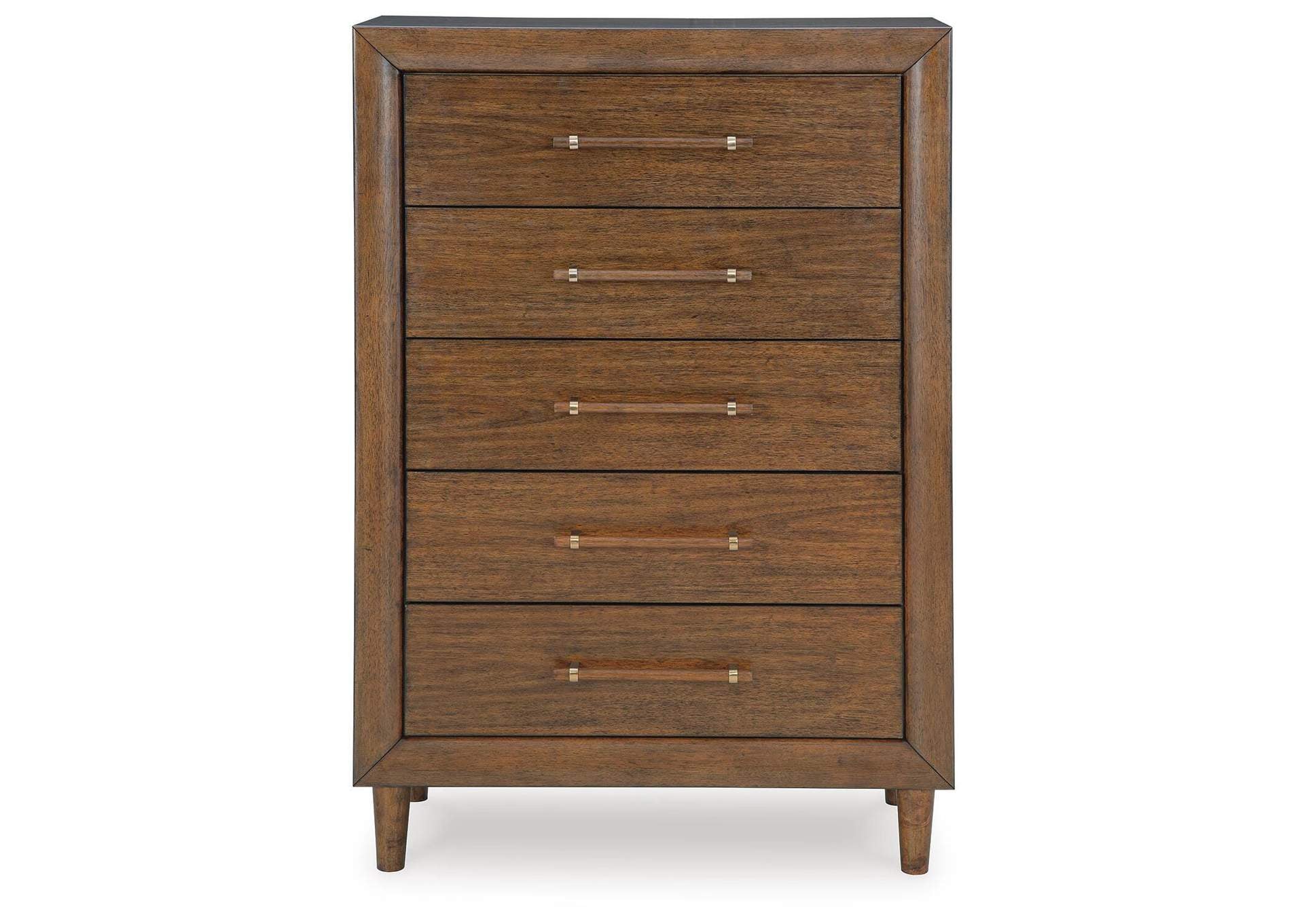 Lyncott Queen Upholstered Panel Bed, Dresser, Mirror and Chest front view