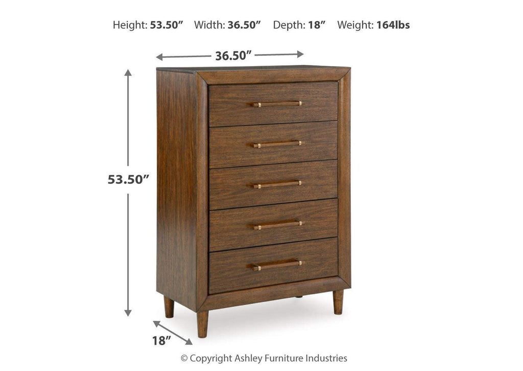 Lyncott King Upholstered Bed, Dresser, Mirror and Chest dimensions